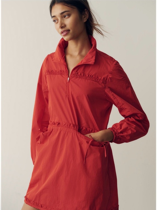 Anthropologie Jackets & Blazers - NWT Anthropologie Daily Practice Bright Red Half-Zip Anorak Windbreaker Size M